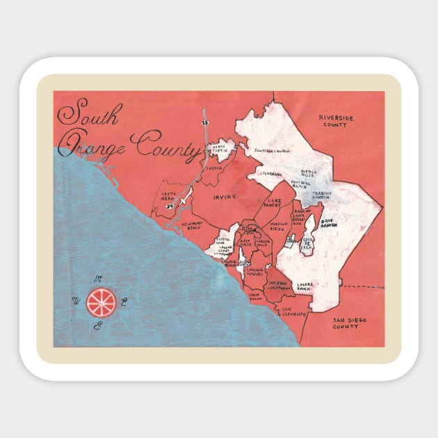 South Orange County Sticker by PendersleighAndSonsCartography